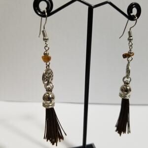 Pair peirce hoop 2 1/4 inches silver tone tree of life